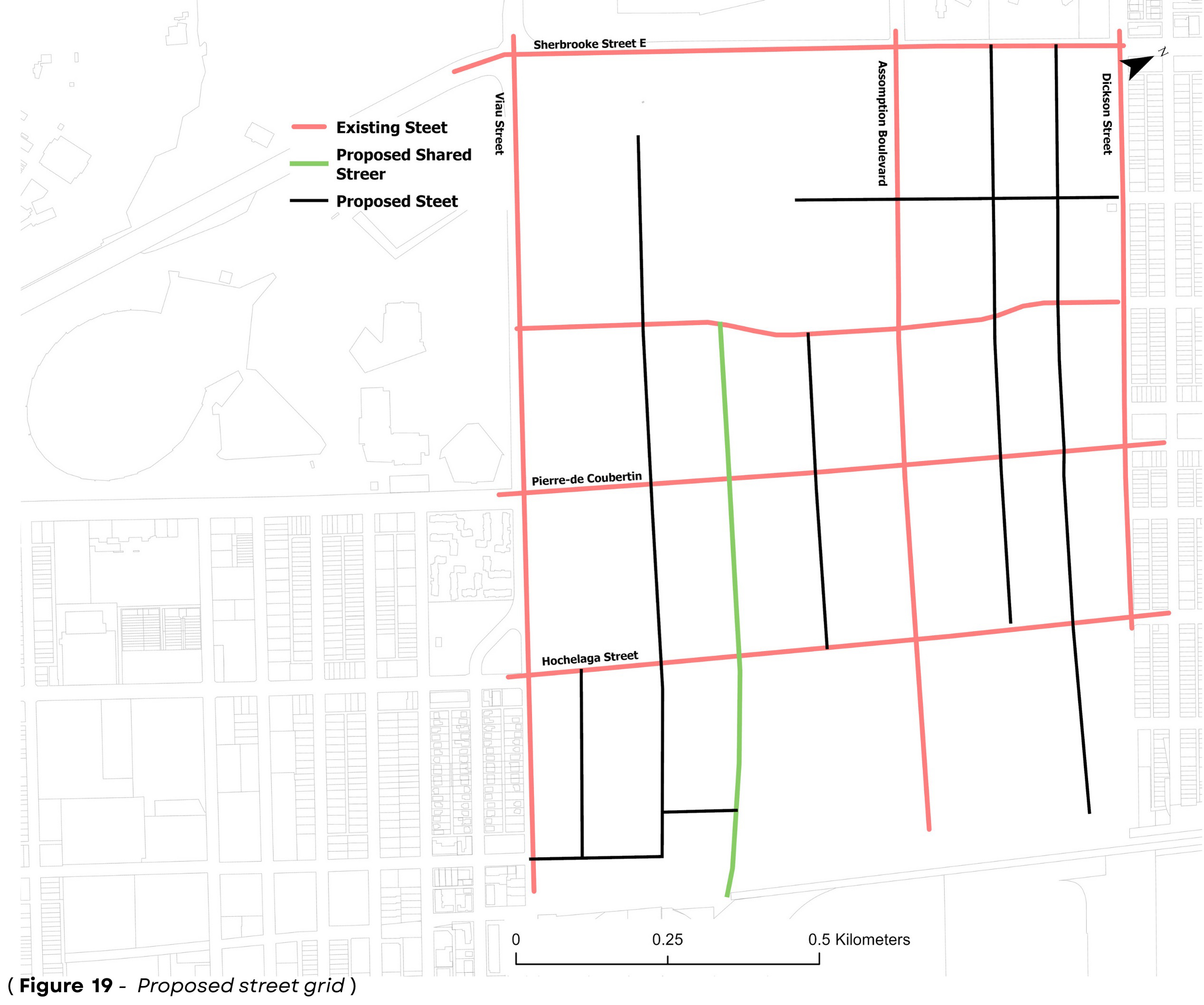 Proposed street grid and hierarchy
